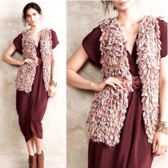 Anthropologie Sweaters - Anthropologie Hand Knit By Dollie Shaggy Loop Boho Vest